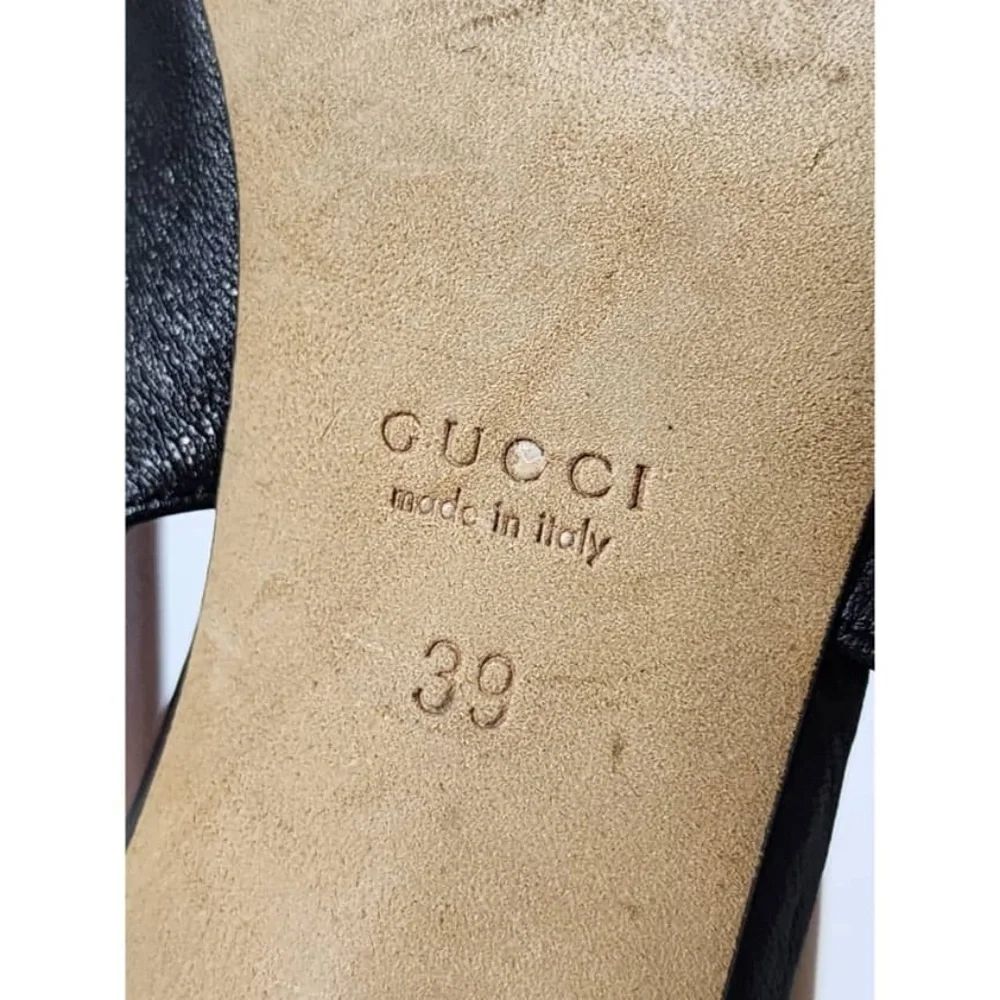 Authentic Gucci Leather Horsebit Peep Toe Platform Pumps Black Size 39